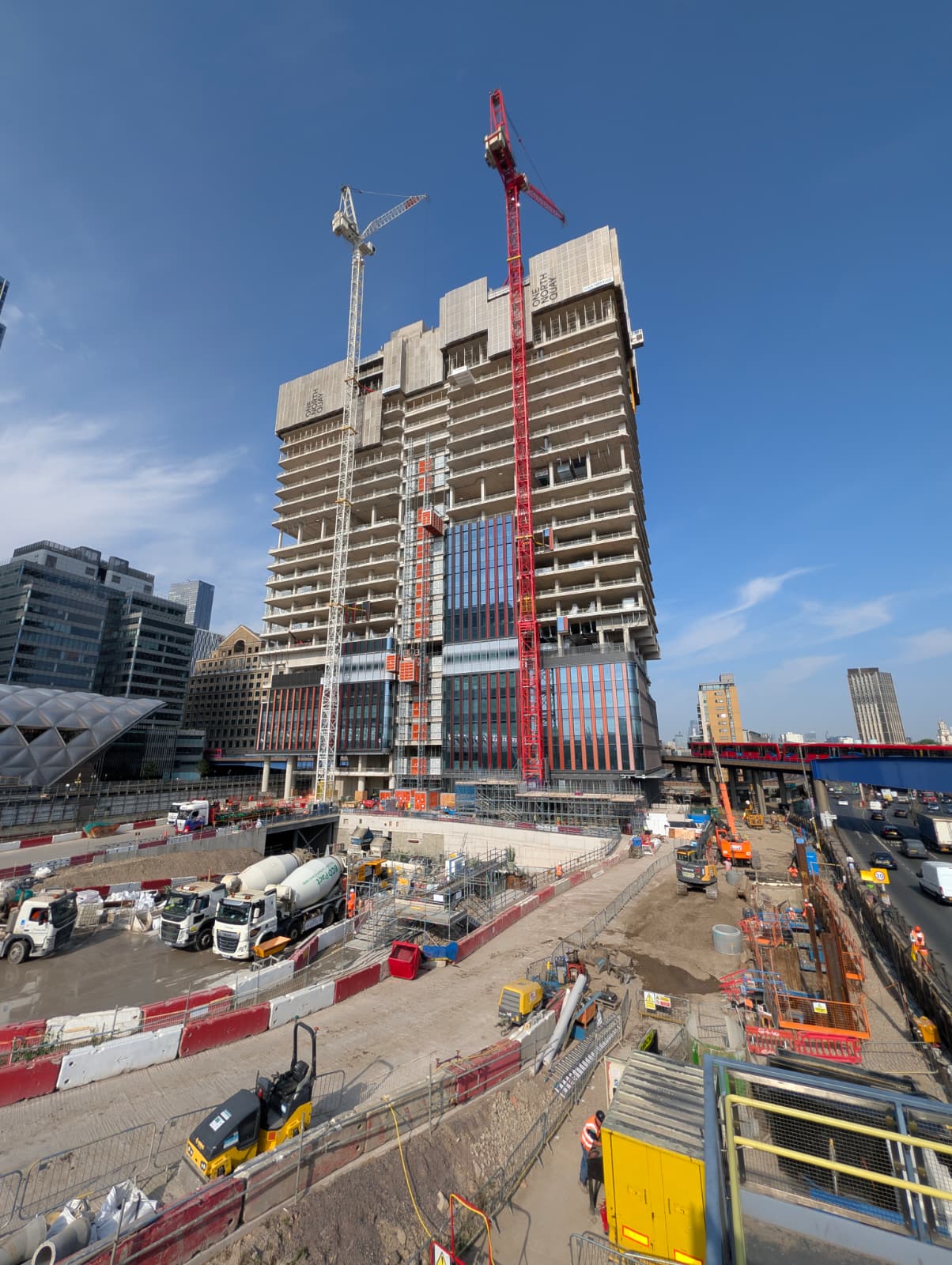 One North Quay tower under construction at Canary Wharf, London
